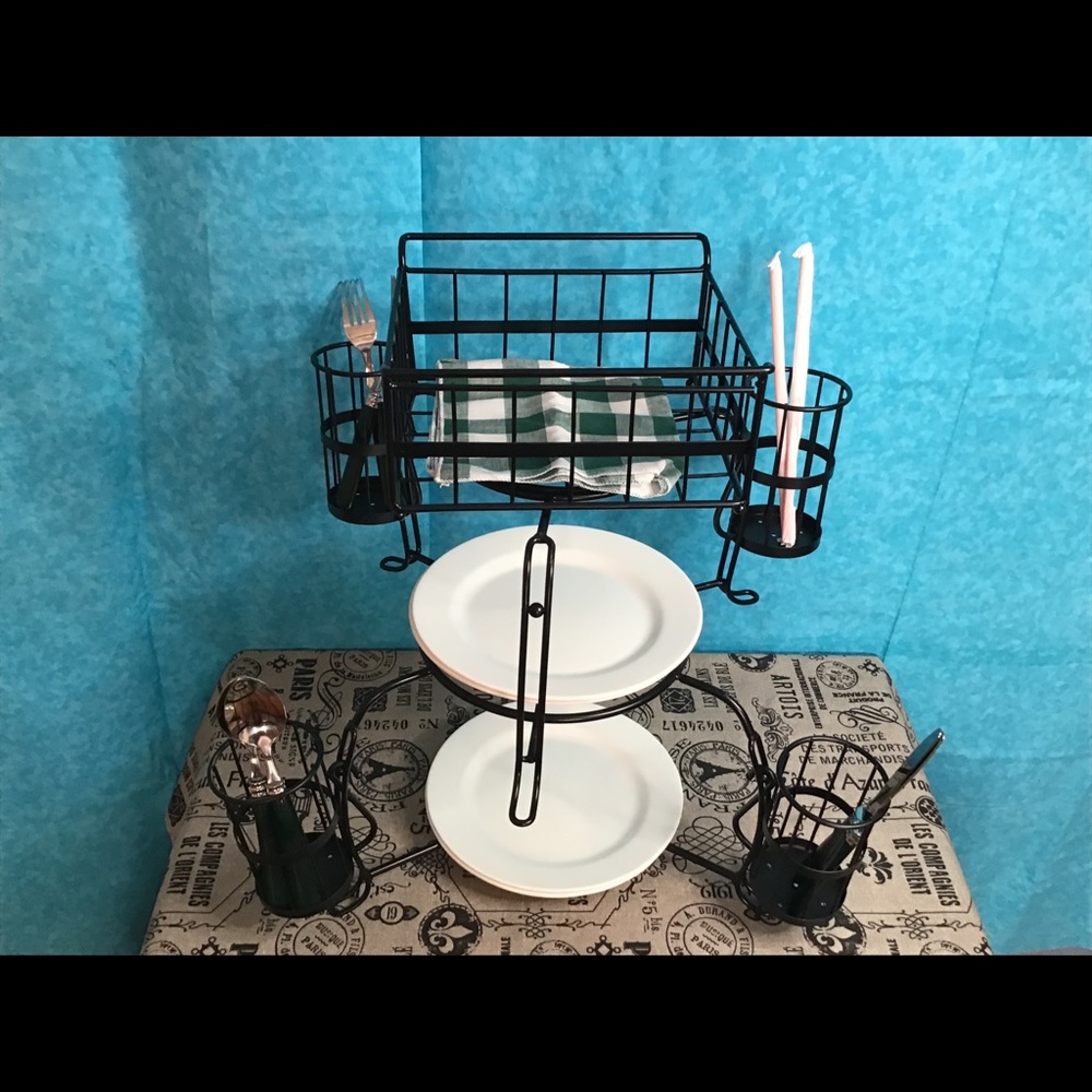 SOLD 7pc Buffet Set for Plates Napkins and Cutlery